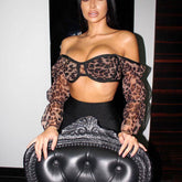 Naima Allover Leopard Off Shoulder Crop Top