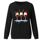 Megan Christmas Wine Print Pullover Top