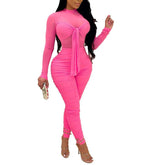 Tia Solid Insert Mesh Jumpsuit