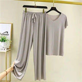 Kennedi Solid Shirt Top & Wide Pants Set