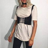 Pearl Criss Cross Lace Up Corset