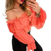 Katherine Ruffle Trim Crop Top