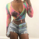 Gillian Tie-Dye Long Sleeves Crop Top