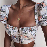 Josie Floral Puff Sleeve Crop Top