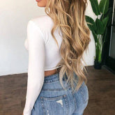 Rayna Solid Long Sleeve Crop Top