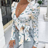 Yaritza Floral V Neck Crop Top