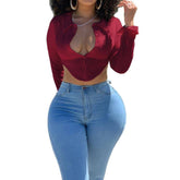 Kimora Solid Long Sleeve Crop Top