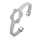 Thalia White Gold Plated Love Knot Mesh Bangle