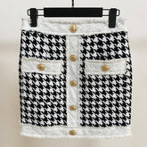 Gabriela Houndstooth Pattern Print Mini Skirt