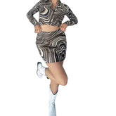 Alexandria Allover Fluid Print Skirt