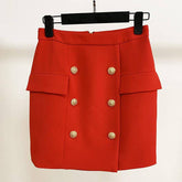 Peyton Solid Button Design Skirt