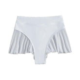 Solid mesh ruffle patchwork pant