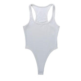 Ribbed sleeveless u neck solid bodysuit