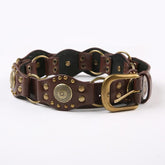 Metal carving pendant PU leather o ring belt