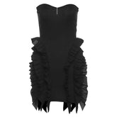 Ruffle solid sweetheart neck backless tube mini dress
