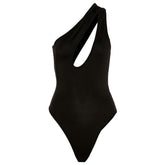 Solid One shoulder Hollow Out Bodysuit