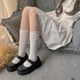 Ruffle bowknot long socks