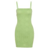 Textured solid square neck cami dress