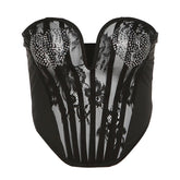 Sweetheart neck beaded bustier lace see through tube top