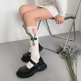 Ruffle flower applique long socks