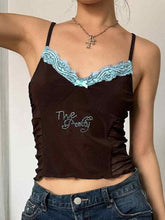 Lace Rhinestone Decor Pleated Design Cami Top