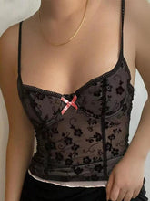 Lace See Through Bow Decor Cami Top