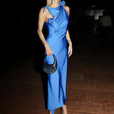 Lydia Applique Flower Asymmetric Dress