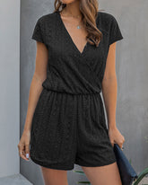 V-neck Lace Elasticized Waist Jumpsuit