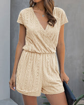 V-neck Lace Elasticized Waist Jumpsuit