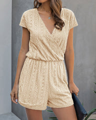 V-neck Lace Elasticized Waist Jumpsuit