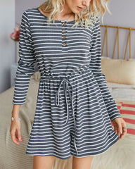 Striped Lace-up Single-breasted Jumpsuits Loungewear Rompers