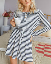 Striped Lace-up Single-breasted Jumpsuits Loungewear Rompers