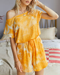 Tie Dye Lace-up Loungewear Jumpsuit Pit Striped Knit Rompers