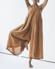 Casual Solid Color Sleeveless Jumpsuit