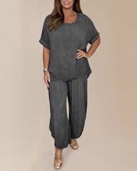 Two Piece Outfits Summer Short Sleeve Shirts and Pants Sets