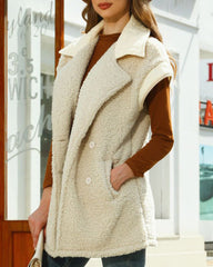 Loose Sleeveless Suit Collar Double-breasted Double-sided Velvet Jacket Vest Coats