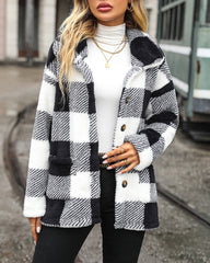 Lapel Long Sleeve Mid-length Plaid Single-breasted Double-sided Velvet Casual Jacket