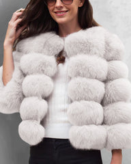 Faux Fox Fur Coat Short Jacket Winter Warm Outwear