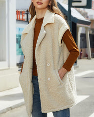 Loose Sleeveless Suit Collar Double-breasted Double-sided Velvet Jacket Vest Coats