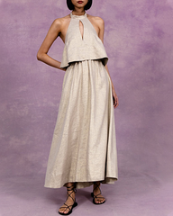 Two Piece Outfits Sleeveless Crop Tops Elastic Waist Skirt Sets