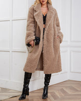 Faux Fur Coat Women's Long Lambswool Cardigan Coat