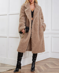 Faux Fur Coat Women's Long Lambswool Cardigan Coat
