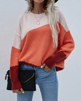 Drop Shoulders Color Block Sweater