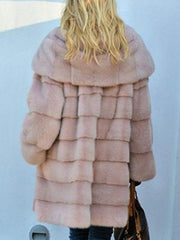 Faux Fur Hooded Jacket Open Front Parka Outwear