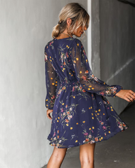 Sexy V-neck Chiffon Print A-line Mini Dresses