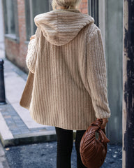 Hooded Loose Double-sided Plush Buttonless Cardigan Jacket