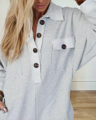 Casual Button Long Sleeve Jumpsuit