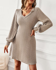 V-neck Sexy Waist Sweater Dress