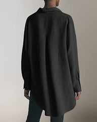 Long Sleeve Loose Casual Women's Shirt Solid Color Lapel Shirt Top