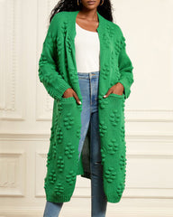 Ankle Length Women Cardigan Sweaters Trendy Drum Wave Knitted Jacket